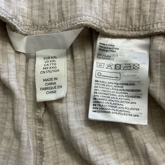 H&M Beige Flared Ribbed High Stretchy Waisted Pants XXL (2XL) - Picture 7 of 7